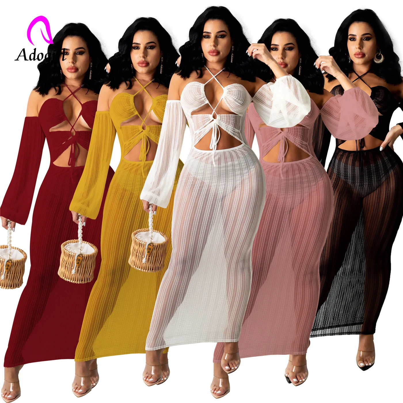 See Through Women Long Maxi Mesh Dress Off Shoulder Long Sleeve 2021 Summer Beach Dress Sexy Night Club Party Bandage Dresses
See Through Women Long Maxi Mesh Dress Off Shoulder Long Sleeve 2021 Summer Beach Dress Sexy Night Club Party Bandage Dresses