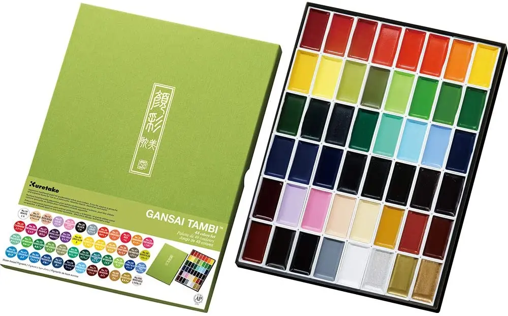 Фото Акварельные краски Kuretake GANSAI акварельные 48 цветов ручная работа - купить