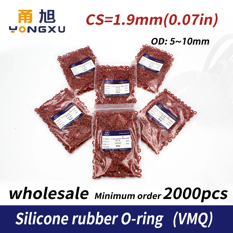 2000PCS/lot Red Silicon wholesale O-ring Silicone/VMQ 1.9mm Thickness OD5/6/7/8/9/10mm O Ring Seal Rubber Gasket Ring Washer
2000PCS/lot Red Silicon wholesale O-ring Silicone/VMQ 1.9mm Thickness OD5/6/7/8/9/10mm O Ring Seal Rubber Gasket Ring Washer