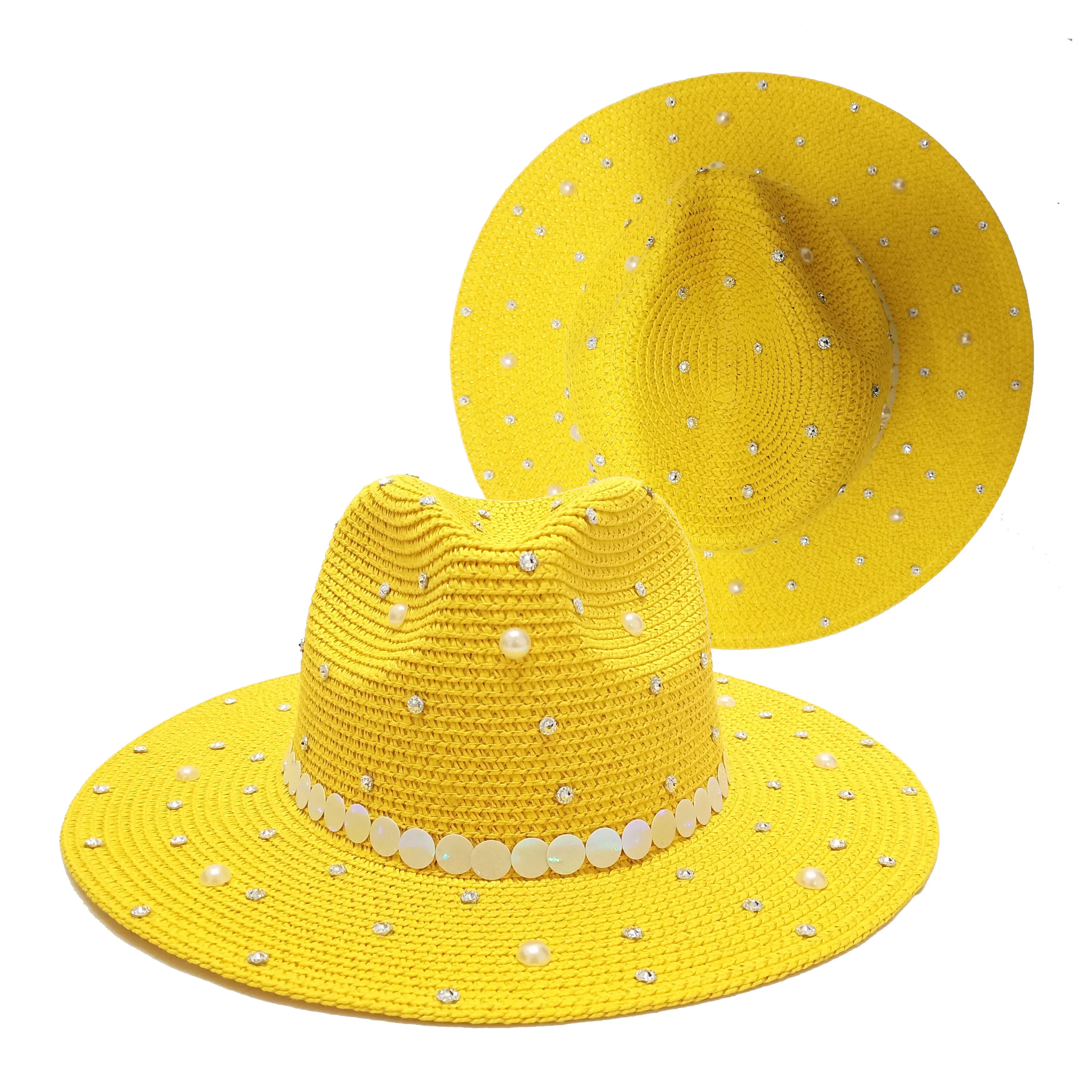 NEW Pearl Straw Hat Women Men Colorful Jazz Cap DIY Bright Drill Outdoor Shopping Beach Sun Cap UV Protection Fedora Hat
NEW Pearl Straw Hat Women Men Colorful Jazz Cap DIY Bright Drill Outdoor Shopping Beach Sun Cap UV Protection Fedora Hat