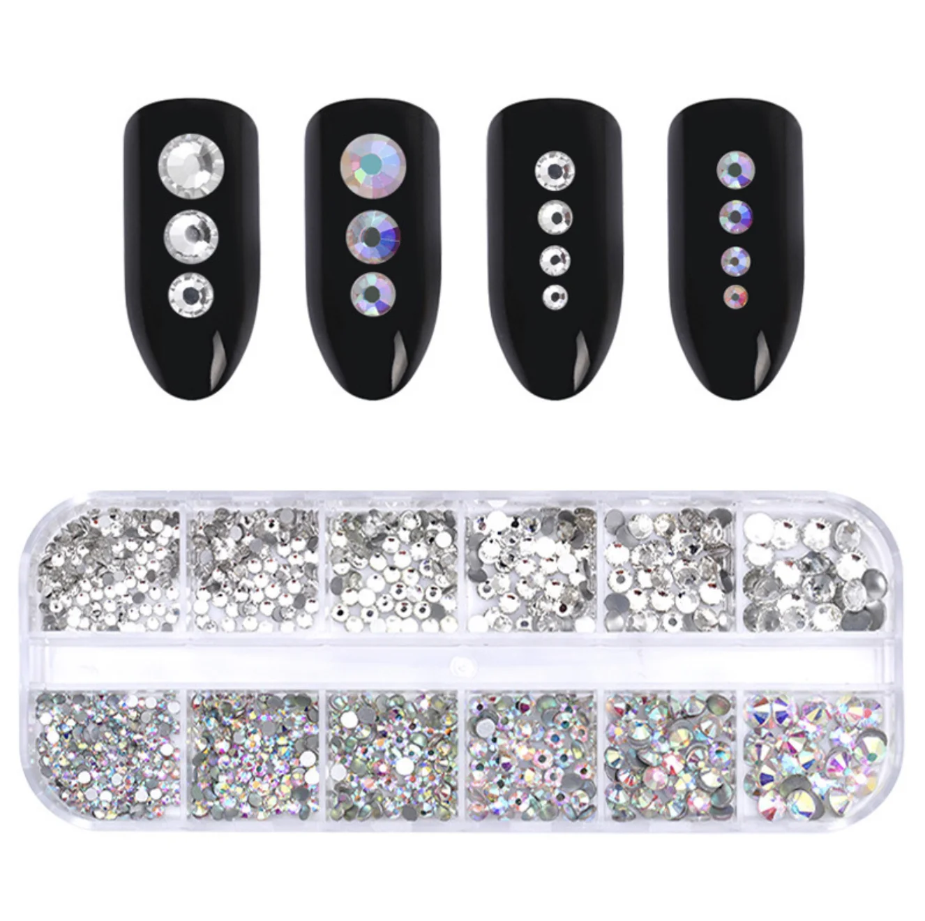 1Box/12Cells Silver Flat Drill Nail Art Holographic Laser AB Crystal Rhinestone Nail Decoration Shiny Glass Strip Box 1440pc
1Box/12Cells Silver Flat Drill Nail Art Holographic Laser AB Crystal Rhinestone Nail Decoration Shiny Glass Strip Box 1440pc