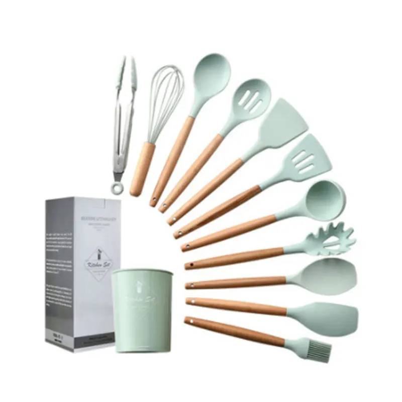 Silicone Cooking Kitchen Utensils Set Non-Stick Spatula Shovel Wooden Handle Cooking Tools Set With Storage Box Kitchen Tool Set
Silicone Cooking Kitchen Utensils Set Non-Stick Spatula Shovel Wooden Handle Cooking Tools Set With Storage Box Kitchen Tool Set