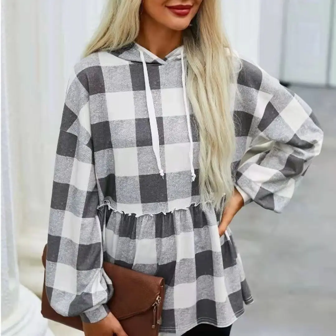 2021 New Autumn and Winter Plaid Hoodie Pullover Retro Loose Long-sleeved Ruffled Thin T-shirt Top Office Skirt Women
2021 New Autumn and Winter Plaid Hoodie Pullover Retro Loose Long-sleeved Ruffled Thin T-shirt Top Office Skirt Women