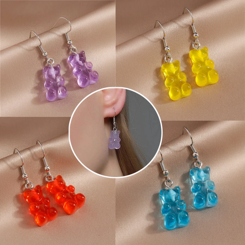 Acrylic Colorful Jelly Bear Gummy Earrings Pendant Earrings Fashion European and American Pendant Earrings
Acrylic Colorful Jelly Bear Gummy Earrings Pendant Earrings Fashion European and American Pendant Earrings