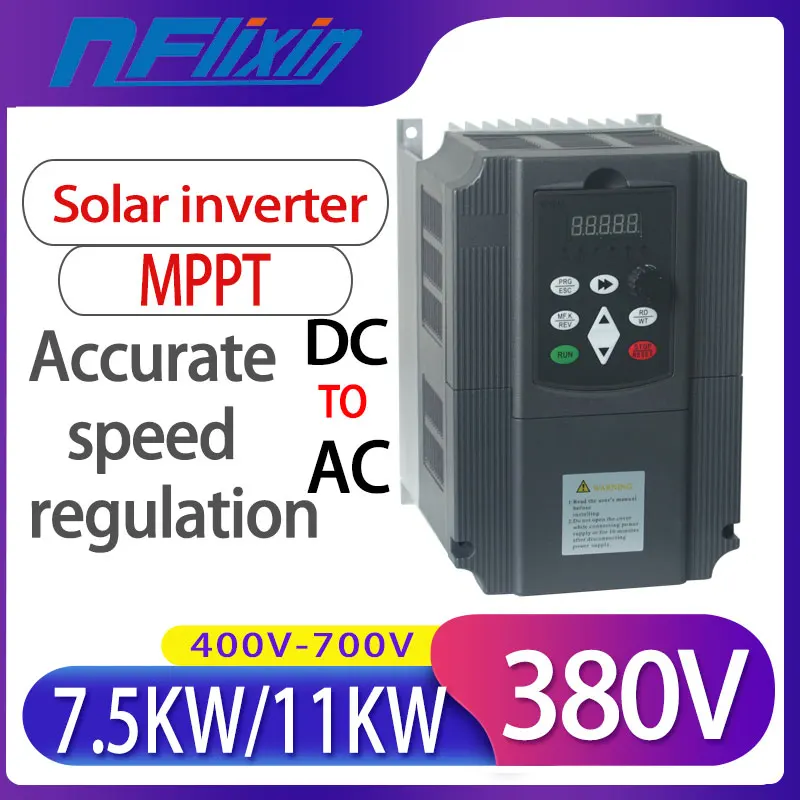 NF9100 Vector Control Frequency Converter DC 400V-700V to Three-phase 380V 11KW Solar pump inverter with MPPT control
NF9100 Vector Control Frequency Converter DC 400V-700V to Three-phase 380V 11KW Solar pump inverter with MPPT control