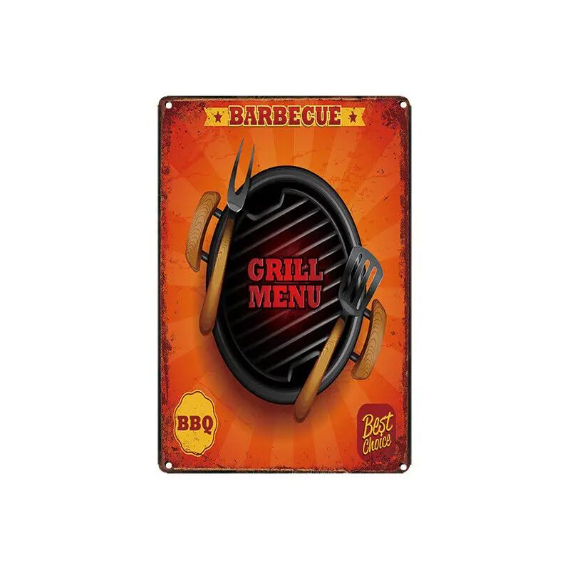 Metal Tin Sign barbecue grill menu Bar Pub Home Vintage Retro Poster 
Metal Tin Sign barbecue grill menu Bar Pub Home Vintage Retro Poster