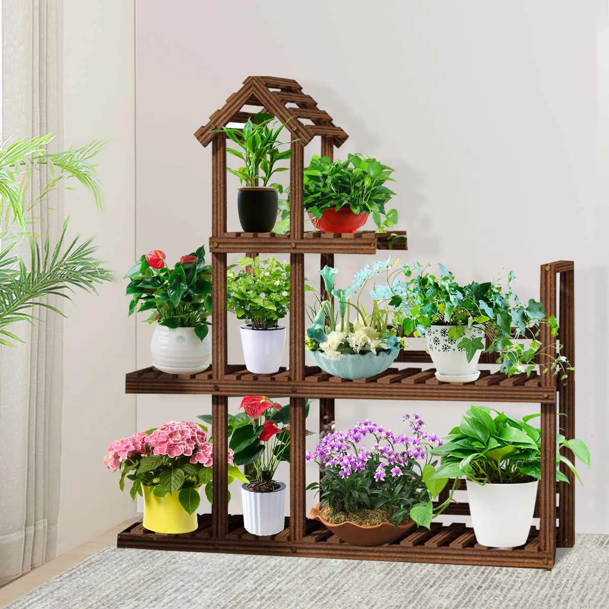 97x25x132cm Wooden Bookshelf Plant Rack Display Shelf Flower Stands Home Office Indoor Outdoor Yard Garden Patio Balcony 4 Tiers
97x25x132cm Wooden Bookshelf Plant Rack Display Shelf Flower Stands Home Office Indoor Outdoor Yard Garden Patio Balcony 4 Tiers