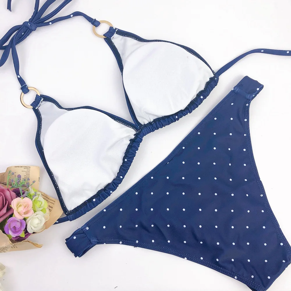 New sexy 2020 Bikini Polka Dots Female Swimsuit Women Push Up Set Halter Swimwear Thong Solid color Backless Women Bathing wear
New sexy 2020 Bikini Polka Dots Female Swimsuit Women Push Up Set Halter Swimwear Thong Solid color Backless Women Bathing wear