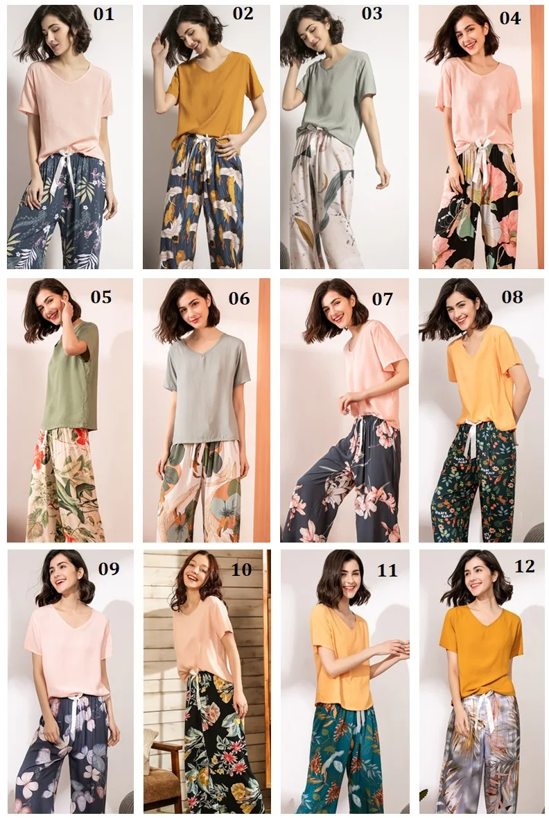 Spring Summer Cotton Pyjamas Sleepwear Nightwear Short Sleeve Printed Trousers Ladies Pajamas Suit Long Pajama Women's Home Wear
Spring Summer Cotton Pyjamas Sleepwear Nightwear Short Sleeve Printed Trousers Ladies Pajamas Suit Long Pajama Women's Home Wear