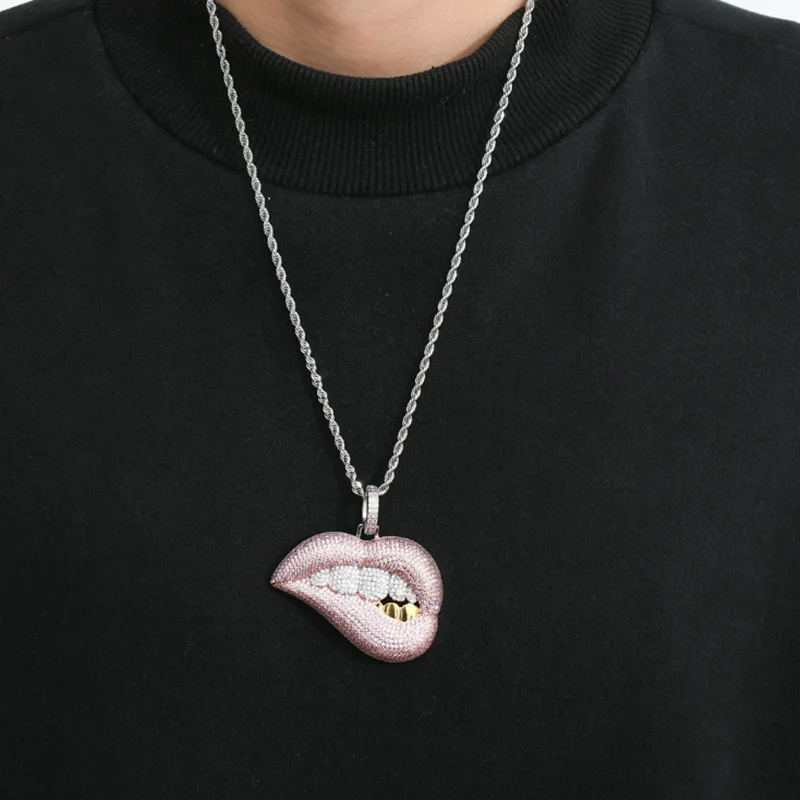 Fashion Cubic Zircon Necklace Hip Hop Pink Biting Lip Pendant Chain Luxury Jewelry
Fashion Cubic Zircon Necklace Hip Hop Pink Biting Lip Pendant Chain Luxury Jewelry