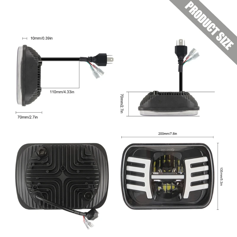 7 Inches Square Car LED Day Light 9-30V 400W 40000LM Car Light with Steering Applies 5x7 " 6x7" Daytime Running Ligh
7 Inches Square Car LED Day Light 9-30V 400W 40000LM Car Light with Steering Applies 5x7 " 6x7" Daytime Running Ligh