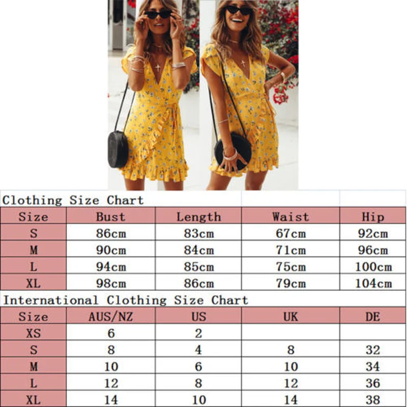 Vintage Summer Yellow Floral Wrap Mini Dress Women Deep V-neck Short Sleeve Beach Dresses Ruffles Party Short Sundress
Vintage Summer Yellow Floral Wrap Mini Dress Women Deep V-neck Short Sleeve Beach Dresses Ruffles Party Short Sundress