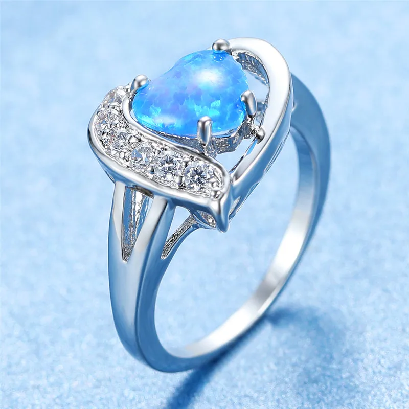 Luxury Female Heart Blue Opal Ring Trendy Silver Color Zircon Engagement Ring Cute Bride White Crystal Wedding Rings For Women
Luxury Female Heart Blue Opal Ring Trendy Silver Color Zircon Engagement Ring Cute Bride White Crystal Wedding Rings For Women