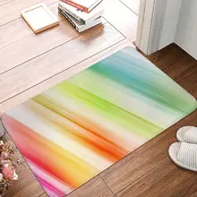 Rainbow Doormat Modern Polyeste Bathroom Kitchen Floor Carpet Home Rug Carpet Vertical Lines Pattern Absorbent Foot Pad