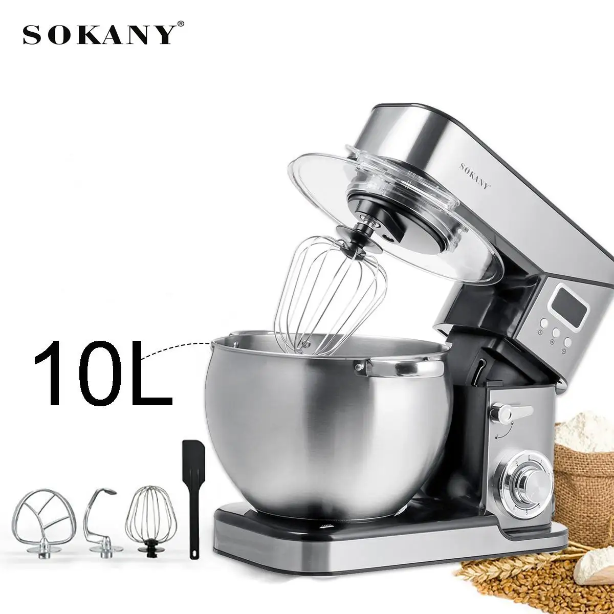 2000W Stand Mixer 6+P Speed Automatic Blender Cream Egg Whisk Blender Cake Dough Mixer Bread Maker With 10L Stainless Steel Bowl
2000W Stand Mixer 6+P Speed Automatic Blender Cream Egg Whisk Blender Cake Dough Mixer Bread Maker With 10L Stainless Steel Bowl