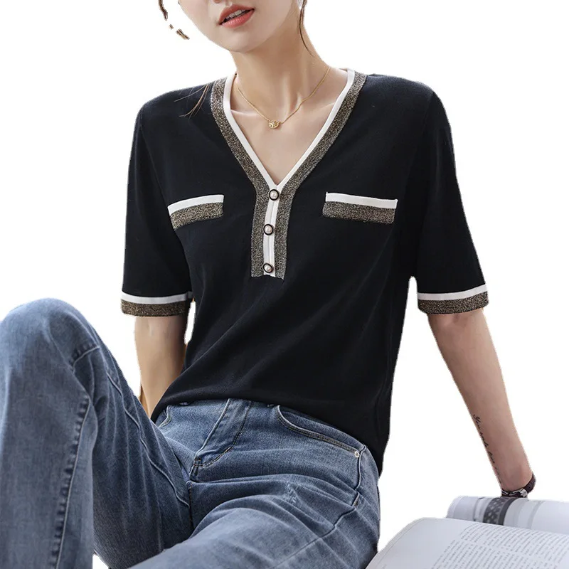 Knitted Pullovers Women Sweaters New Summer Short Sleeve Woman Knit Tops SR-T35005
Knitted Pullovers Women Sweaters New Summer Short Sleeve Woman Knit Tops SR-T35005