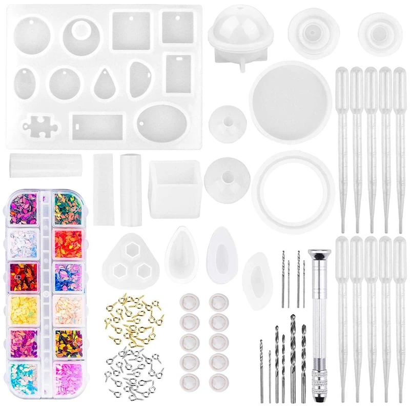 Resin Molds, 149 Pieces Silicone Resin Casting Molds and Tools Kit for Jewelry Resin Craft Making
Resin Molds, 149 Pieces Silicone Resin Casting Molds and Tools Kit for Jewelry Resin Craft Making