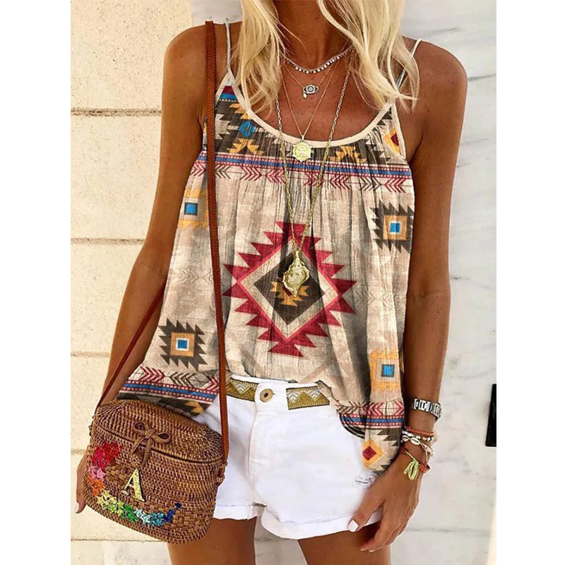 Summer Women Casual Round Neck Sleeveless Vest T Shirt Loose Retro Off Shoulder Print Sling Short Shirt Halter Plus Size Tops
Summer Women Casual Round Neck Sleeveless Vest T Shirt Loose Retro Off Shoulder Print Sling Short Shirt Halter Plus Size Tops