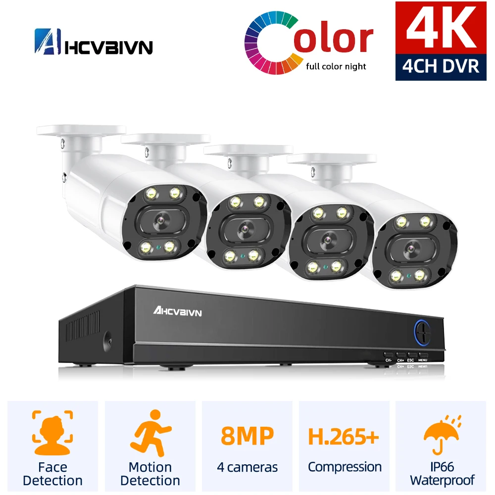 HD 4CH DVR Outdoor Motion Detection Video Surveillance Camera Kit 8MP 4K CCTV Home Security full ColorNight Vision System Set
HD 4CH DVR Outdoor Motion Detection Video Surveillance Camera Kit 8MP 4K CCTV Home Security full ColorNight Vision System Set