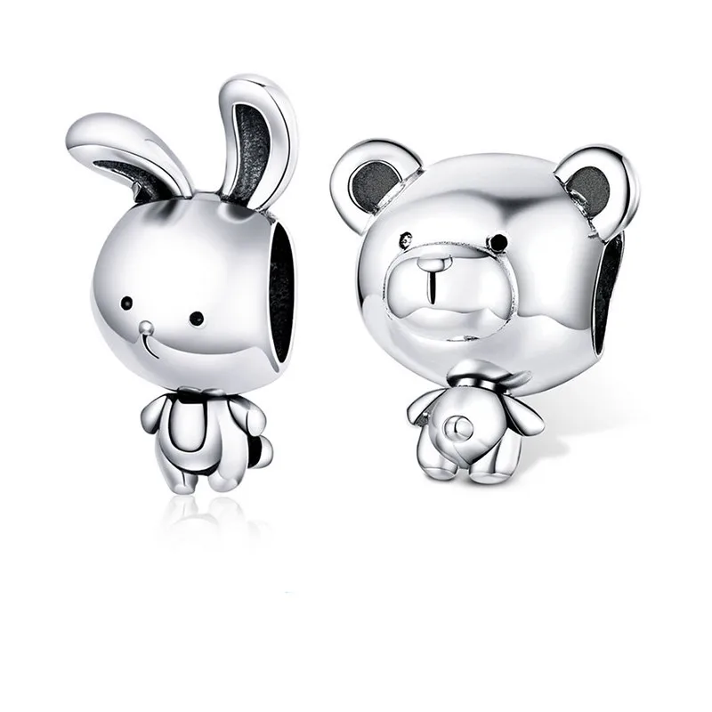 BISAER 925 Sterling Silver Charm Cute Rabbit and Bear Two Pendant Beads fit Bracelet & Bangles 925 Silver Jewelry ECC1517
BISAER 925 Sterling Silver Charm Cute Rabbit and Bear Two Pendant Beads fit Bracelet & Bangles 925 Silver Jewelry ECC1517