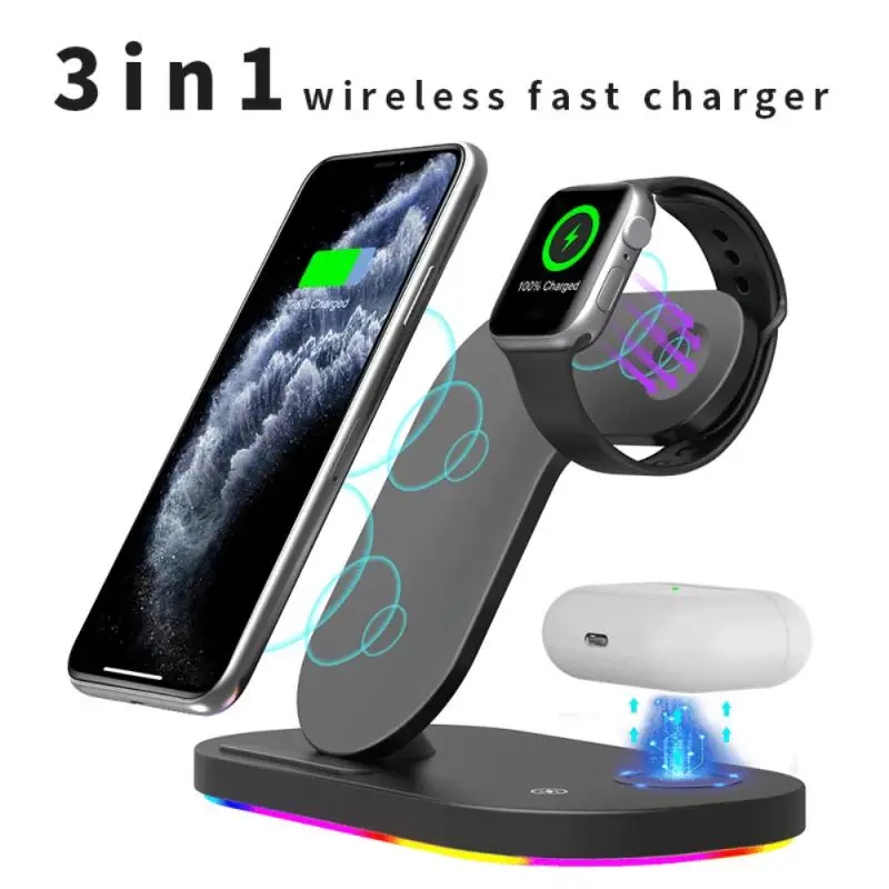 15W Wireless Charger For Iwatch Series 54321 Fast Charging Station For IPhone 11 XS Pro Samsung LED Light Quick Charge
15W Wireless Charger For Iwatch Series 54321 Fast Charging Station For IPhone 11 XS Pro Samsung LED Light Quick Charge