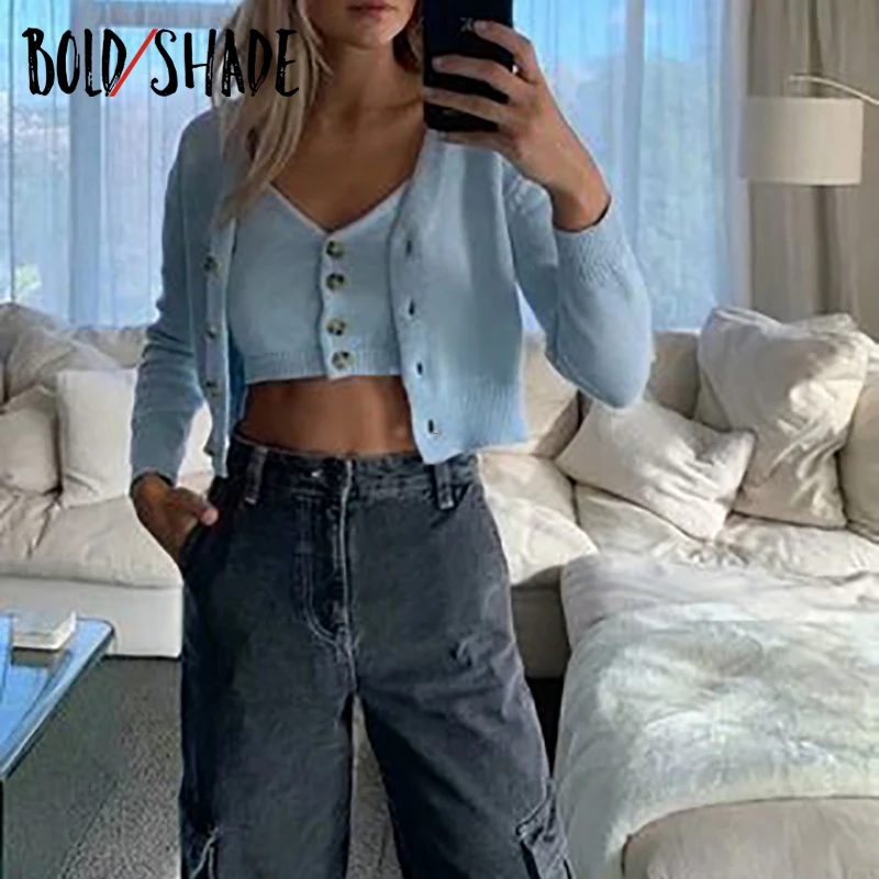 Bold Shade Streetwear Fashion Knit Sweater Button V-Neck Solid Camis And Cardigans Y2K Vintage Autumn Winter Women Sexy Sweaters
Bold Shade Streetwear Fashion Knit Sweater Button V-Neck Solid Camis And Cardigans Y2K Vintage Autumn Winter Women Sexy Sweaters