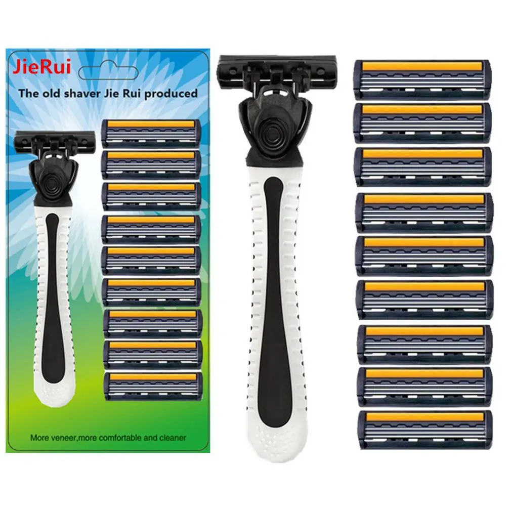 9pcs Three Layer Stainless Steel Razor Blade Old-fashioned Manual Razor Mens Shaving Blades Replacement Head 1 Handle+9 Blades
9pcs Three Layer Stainless Steel Razor Blade Old-fashioned Manual Razor Mens Shaving Blades Replacement Head 1 Handle+9 Blades