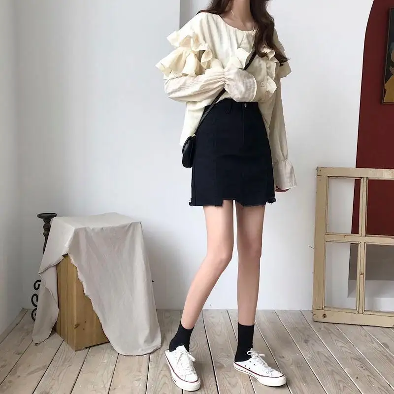High Waist Skirts Women Solid Irregular Fur-lined Denim Chic Mini Skirt Korean Style Stylish Elegant Daily Streetwear
High Waist Skirts Women Solid Irregular Fur-lined Denim Chic Mini Skirt Korean Style Stylish Elegant Daily Streetwear