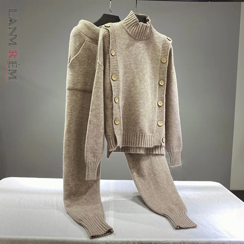LANMREM 2022 Autumn Winter Women's Knitted Buttons Sweater Set Winter Thickened Top With Elastic Waist Pants Two Pieces 2C927
LANMREM 2022 Autumn Winter Women's Knitted Buttons Sweater Set Winter Thickened Top With Elastic Waist Pants Two Pieces 2C927