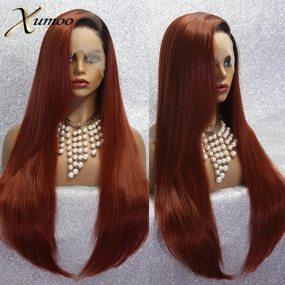 XUMOO High Temperature Fiber Synthetic Lace Front Wig Glueless Ombre Copper Long Straight Wig Daily Cosplay Wigs For Black Women
XUMOO High Temperature Fiber Synthetic Lace Front Wig Glueless Ombre Copper Long Straight Wig Daily Cosplay Wigs For Black Women