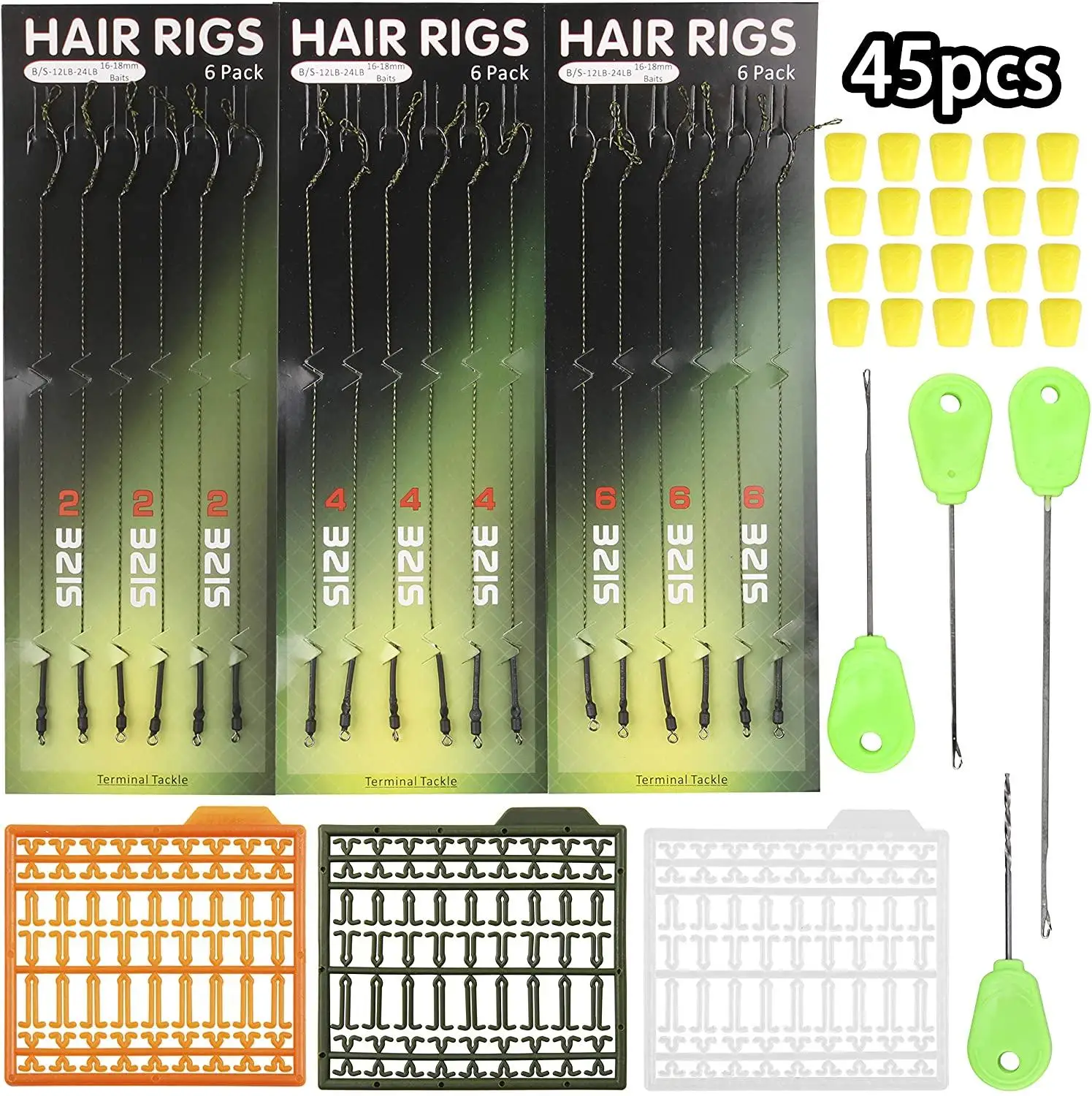 45pcs Fishing Carp Hair Boilie Rigs Kit Curved Barbed Carp Hook Braided Line Bait Stopper Needle Tool Scent Corn Carp Fishing
45pcs Fishing Carp Hair Boilie Rigs Kit Curved Barbed Carp Hook Braided Line Bait Stopper Needle Tool Scent Corn Carp Fishing