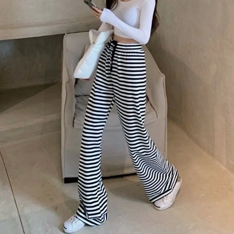 Fashion Loose Wide Leg Casual Pants Homewear High Waist Striped Summer New Female Trousers Plus Size Comfy Ankle Length Pants
Fashion Loose Wide Leg Casual Pants Homewear High Waist Striped Summer New Female Trousers Plus Size Comfy Ankle Length Pants