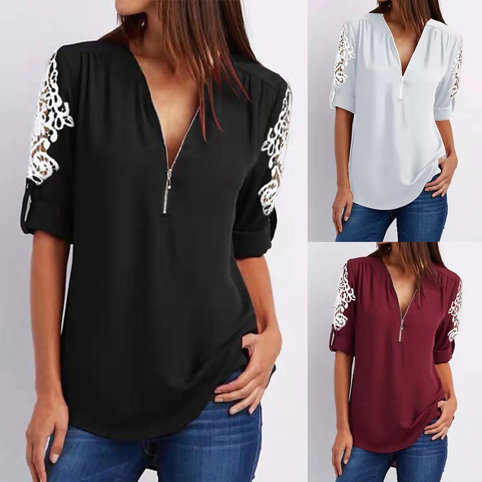 Amy Shirts Summer 2021 Womens Sexy Elegant Blouses And Shirts V-neck Collar Zipper Color Short Sleeve Fold Casual Blouse Tops
Amy Shirts Summer 2021 Womens Sexy Elegant Blouses And Shirts V-neck Collar Zipper Color Short Sleeve Fold Casual Blouse Tops