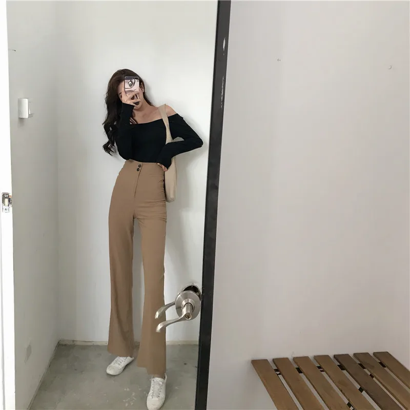 Mazefeng 2021 New Autumn Women Casual Solid Straight Pants Ladies Button Slim Pants Female Wide Leg Pant Vintage Korean Style
Mazefeng 2021 New Autumn Women Casual Solid Straight Pants Ladies Button Slim Pants Female Wide Leg Pant Vintage Korean Style