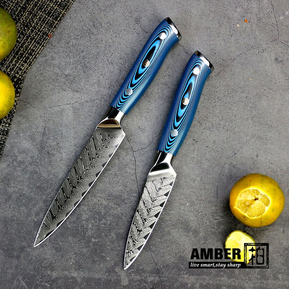 Amber Utility Knife AUS-10 73 Layers Damascus Steel Paring Knife Envrionment Pakka Bella Wood Handle Jananese Kitchen Knife Set
Amber Utility Knife AUS-10 73 Layers Damascus Steel Paring Knife Envrionment Pakka Bella Wood Handle Jananese Kitchen Knife Set