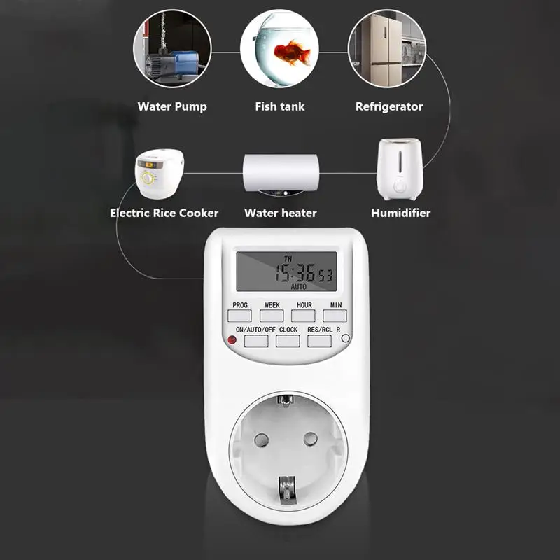 Smart Home EU Plug 220-240V Power Socket Drink Dispenser Cooker Programmable Digital Timer Switch Outlet Energy-saving
Smart Home EU Plug 220-240V Power Socket Drink Dispenser Cooker Programmable Digital Timer Switch Outlet Energy-saving