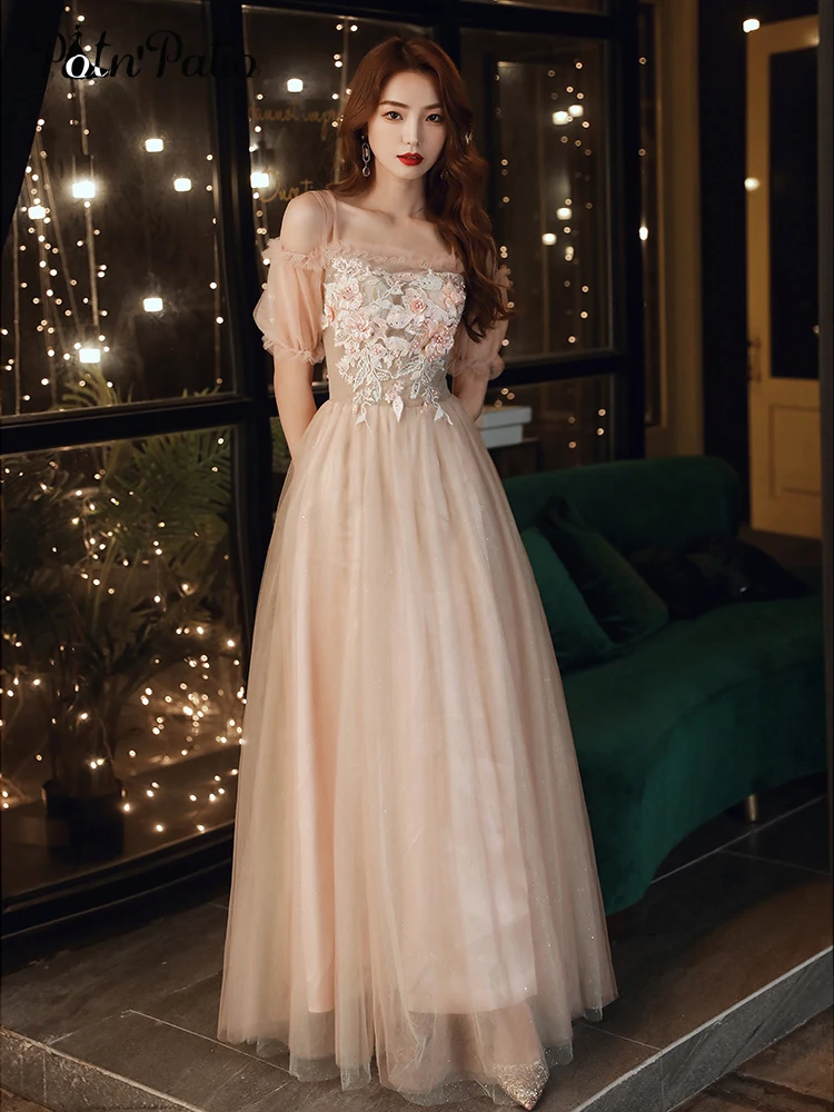 Elegant Off The Shoudler Women Birthday Dresses 2020 Beading Flower Champagne Tulle Gown For Prom Party Long Evening Dresses
Elegant Off The Shoudler Women Birthday Dresses 2020 Beading Flower Champagne Tulle Gown For Prom Party Long Evening Dresses