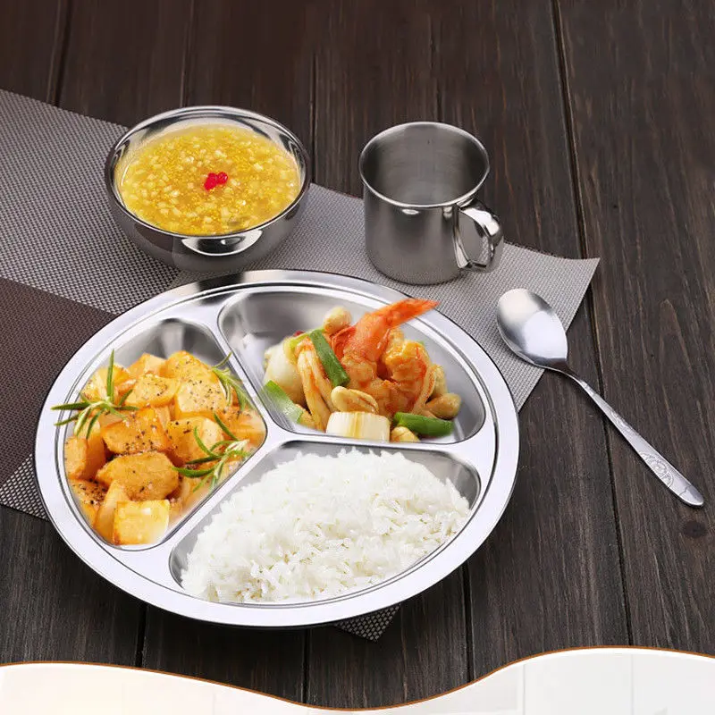Stainless Steel Dinner Plate 3 Sections Round Divided Dish Children Fruit Snack Tray Baby Bowls Kitchen Tableware Dia 22/24/26cm
Stainless Steel Dinner Plate 3 Sections Round Divided Dish Children Fruit Snack Tray Baby Bowls Kitchen Tableware Dia 22/24/26cm