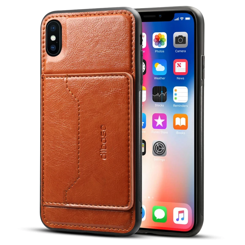 Магнитный чехол для iPhone X XR Кожаный Автомобильный Crazy Horse с подставкой карт Тонкий