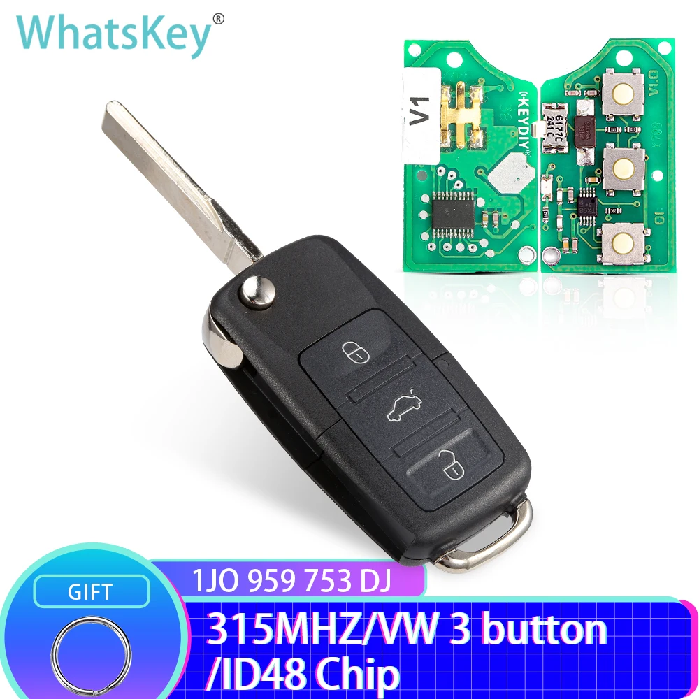 WhatsKey Car Remote Key Suit for VW/VolksWagen Beetle Bora Passat B5 Golf 1J0959753DJ/5FA009259-55 1999 2000 2001 2002 2003 2004
WhatsKey Car Remote Key Suit for VW/VolksWagen Beetle Bora Passat B5 Golf 1J0959753DJ/5FA009259-55 1999 2000 2001 2002 2003 2004