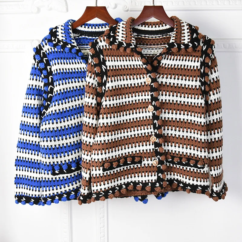 2021 Spring Women's High quality stripe knitted jackets Elegant cardigans Top C176
2021 Spring Women's High quality stripe knitted jackets Elegant cardigans Top C176
