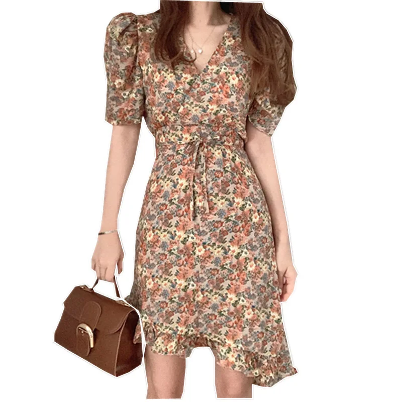 Dress Summer short-sleeved lace-up Floral printedchiffon women's dress irregular temperament ropa mujer wm *
Dress Summer short-sleeved lace-up Floral printedchiffon women's dress irregular temperament ropa mujer wm *
