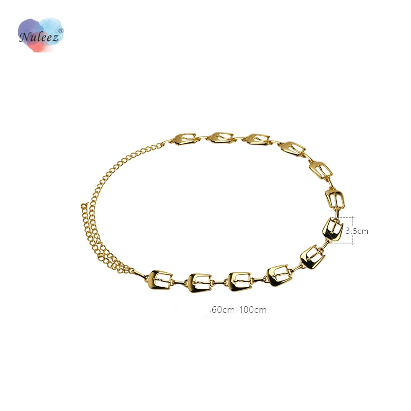 Nuleez Brand Chains Belt Female 18K Golden Metall Looking Waist Decoration Jewellry Suit and Dress Accessory 2021 New Hot Sellin
Nuleez Brand Chains Belt Female 18K Golden Metall Looking Waist Decoration Jewellry Suit and Dress Accessory 2021 New Hot Sellin