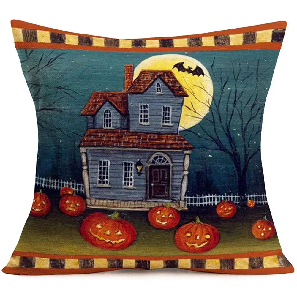Hopyeer Halloween Theme Vintage Pillow Covers Happy Halloween Gruesome Midnight Castle and Pumpkin Bat Throw Pillow Case
Hopyeer Halloween Theme Vintage Pillow Covers Happy Halloween Gruesome Midnight Castle and Pumpkin Bat Throw Pillow Case