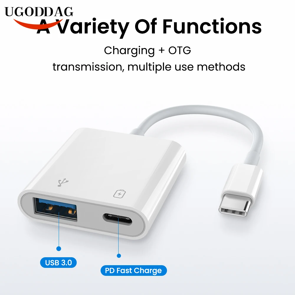 Адаптер 2 в 1 USB 3.0 Type-C OTG 18 Вт DP QC быстрая зарядка внешний дисковый конвертер