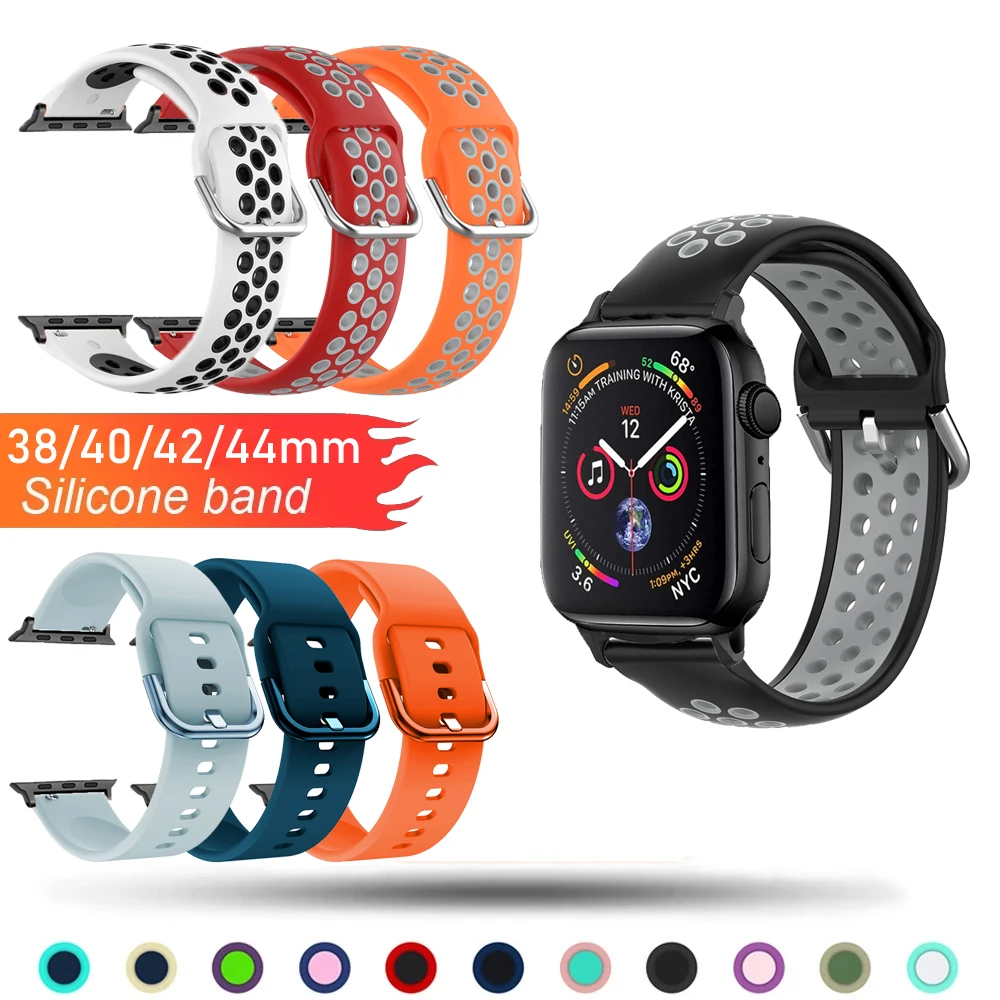 Ремешок силиконовый дышащий для Apple Watch Band 40 44 38 мм 42 мм, резиновый браслет для смарт-часов iWatch Series 3 se 4 5 6
Ремешок силиконовый дышащий для Apple Watch Band 40 44 38 мм 42 мм, резиновый браслет для смарт-часов iWatch Series 3 se 4 5 6