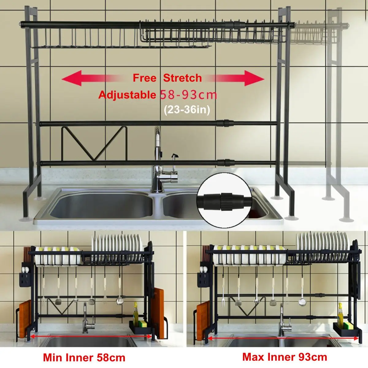 Kitchen Sink Stainless Steel Dishes Rack Sink Drain Rack Adjustable Kitchen Oragnizer Rack Dish Shelf Sink Drying Rack
Kitchen Sink Stainless Steel Dishes Rack Sink Drain Rack Adjustable Kitchen Oragnizer Rack Dish Shelf Sink Drying Rack