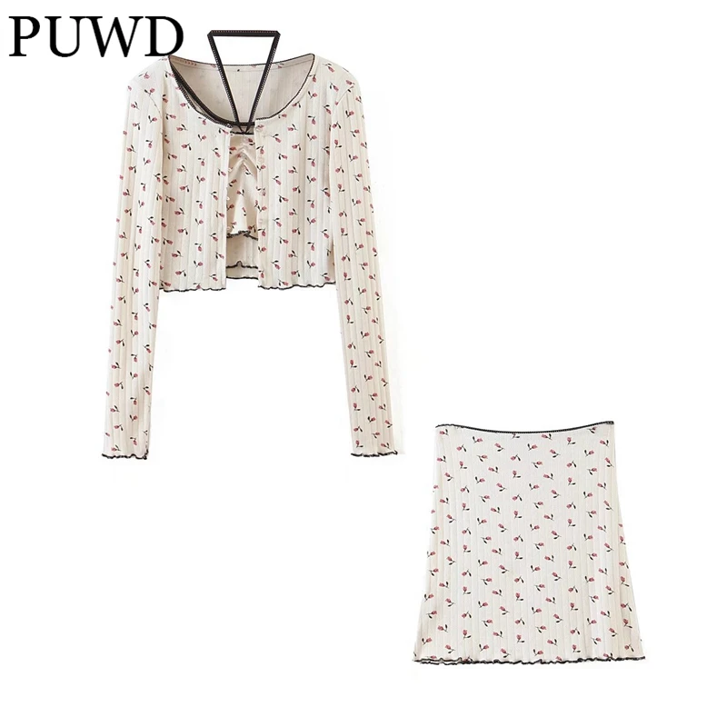 PUWD Sweet Girls Soft Cotton Floral Slim Blouse Suits 2021 Autumn Fashion Ladies Casual High Waist Skirts Suits Women Chic Sets
PUWD Sweet Girls Soft Cotton Floral Slim Blouse Suits 2021 Autumn Fashion Ladies Casual High Waist Skirts Suits Women Chic Sets
