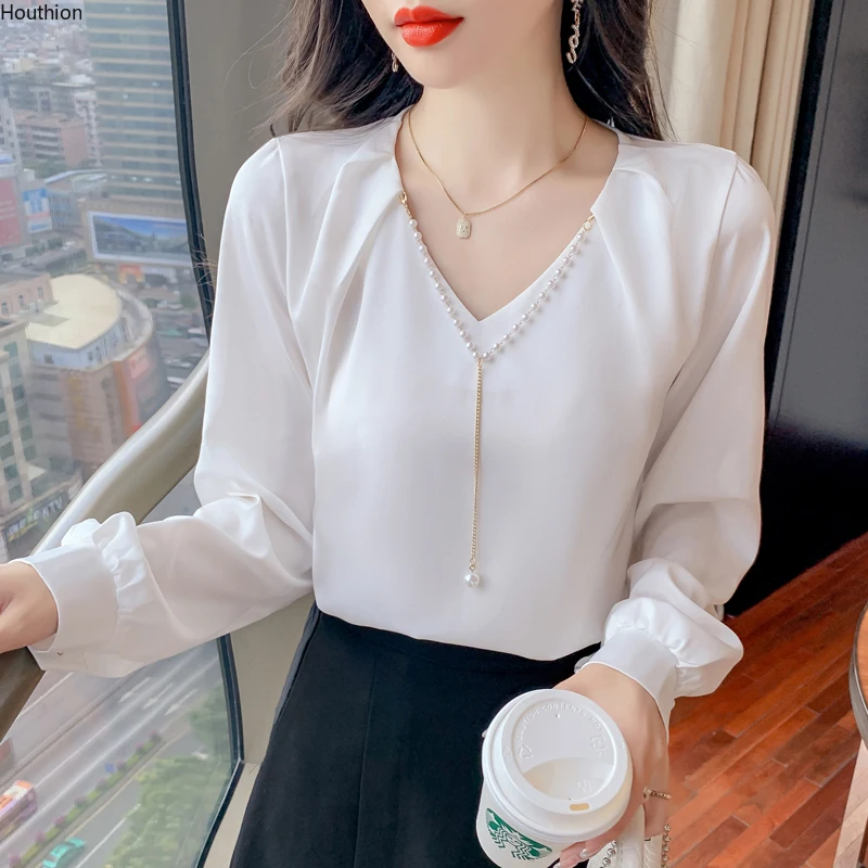 Summer New Women's Blouses V-neck Shirt Long Sleeve Top Stitching Blouse Solid Color Chiffon Casual Fashion Loose
Summer New Women's Blouses V-neck Shirt Long Sleeve Top Stitching Blouse Solid Color Chiffon Casual Fashion Loose