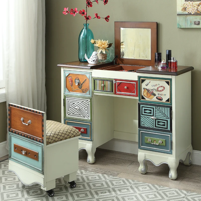 zq American Country Painted Bedroom Northern European Solid Wood Makeup Table European Retro Art
zq American Country Painted Bedroom Northern European Solid Wood Makeup Table European Retro Art